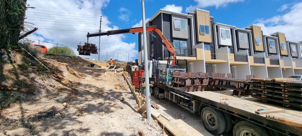 West Auckland Retaining Wall - Soft Ground Blade Pile New Zealand